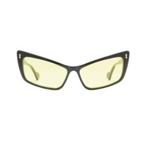 Gucci 58mm Cat Eye Sunglasses black with yellow lenses